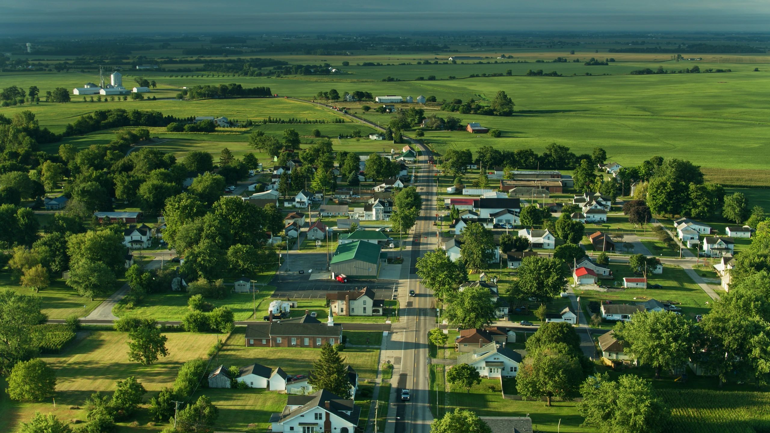 Aerial view of a small residential community