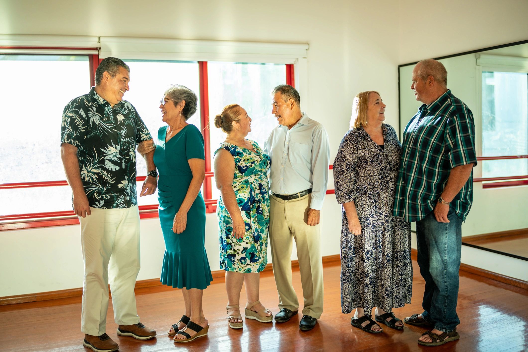 Residents gathering together in a friendly community setting